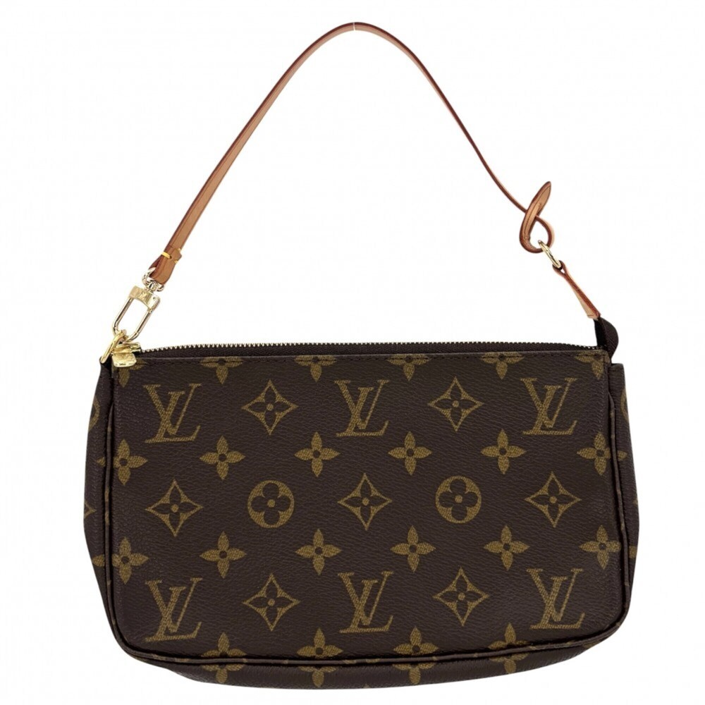 LOUIS VUITTON Authentic Brown Monogram Canvas Pochette Pouch